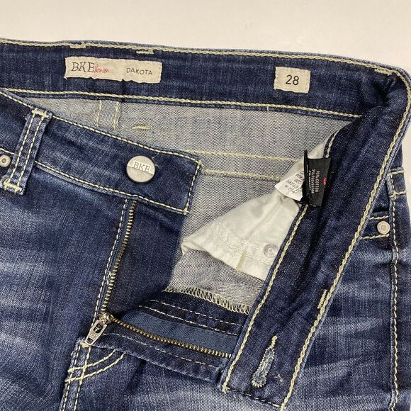 BKE Straight Crop Jeans 28 Dakota Midrise Denim Blue Cropped Dark EUC - Picture 4 of 11